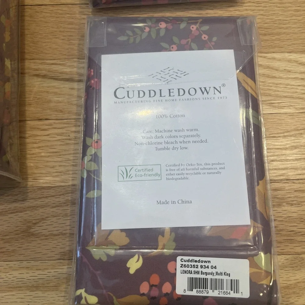Cuddledown King LENORA Duvet Cover King Sham, Euro Sham Burgundy